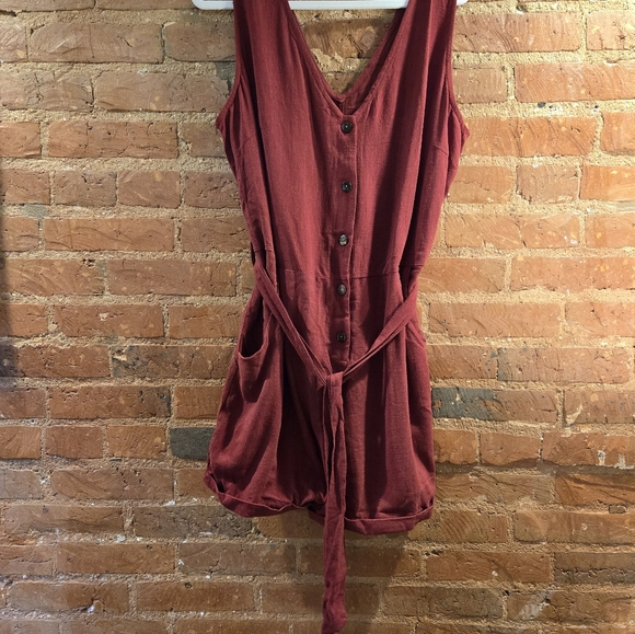 Casual Red Button Up Sleeveless Romper XXL - Picture 2 of 6